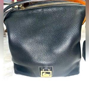 Dooney & Bourke Black Pebble Leather Hobo Bag.
